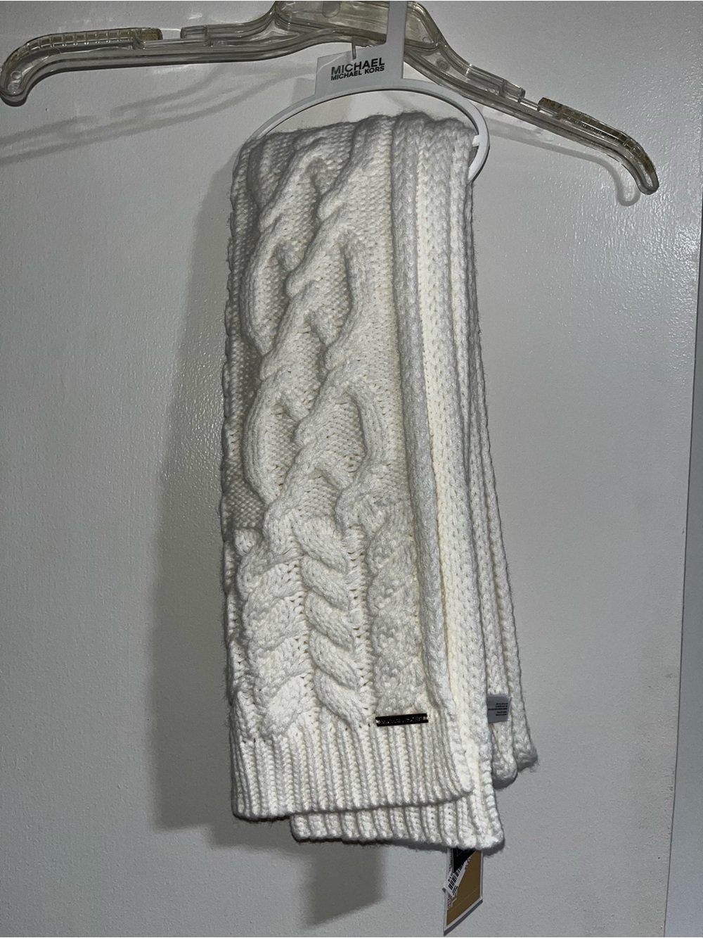 Michael Kors Women's Cable Knit Cowl Scarf in White